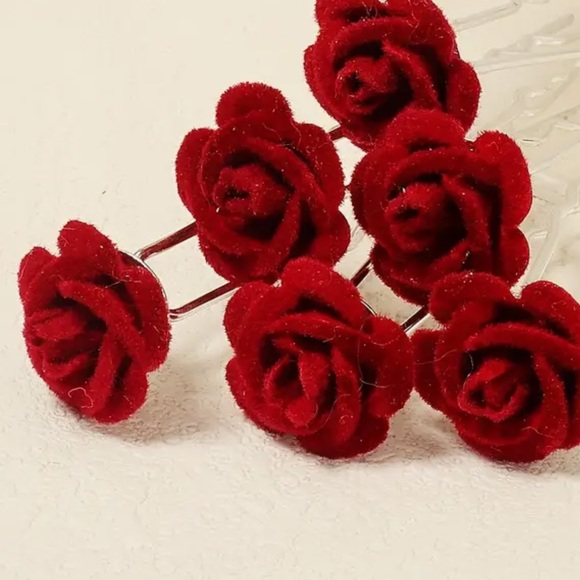 Velvet Rose Hair Pin Accessory - Picture 1 of 6